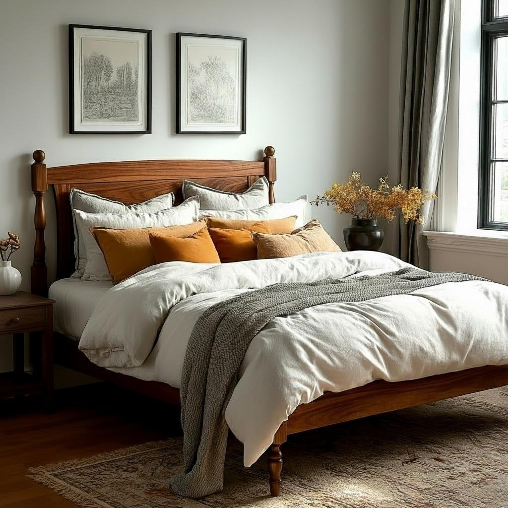 The Francis Walnut Bed Frame – Handcrafted Solid Wood Bed with Timeless Design