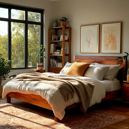 The Moore Walnut Bed Frame – Handcrafted Solid Wood Bed with Timeless Design