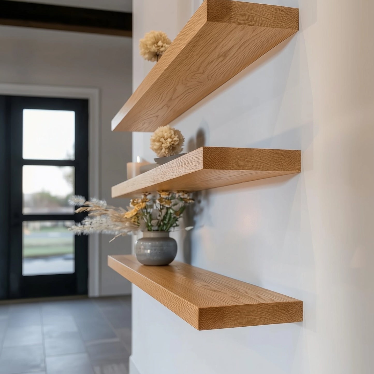 White Oak Floating Wall Shelf – Handcrafted Solid Wood Shelf with Natural Modern Design