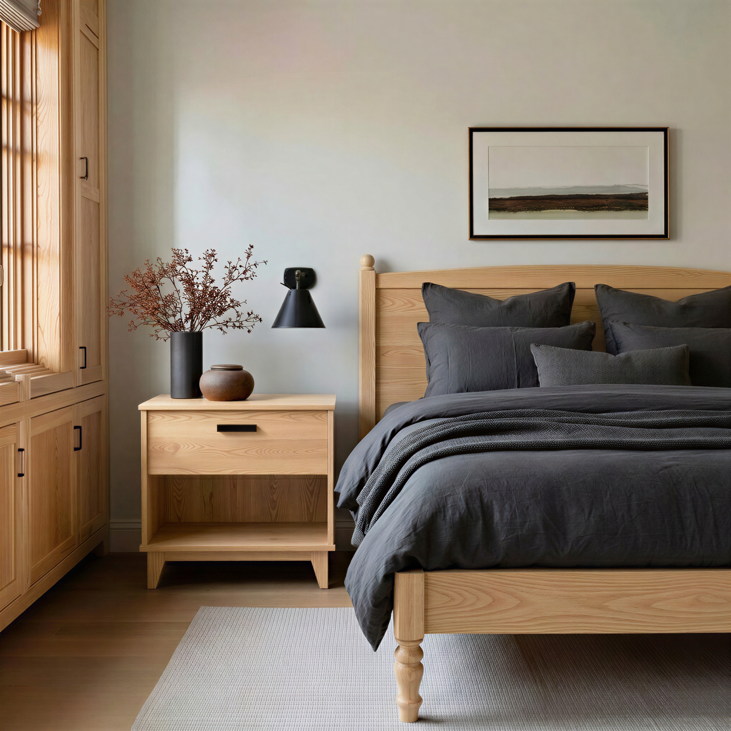 The Oliver Walnut Bed Frame – Handcrafted Solid Wood Bed with Timeless Design