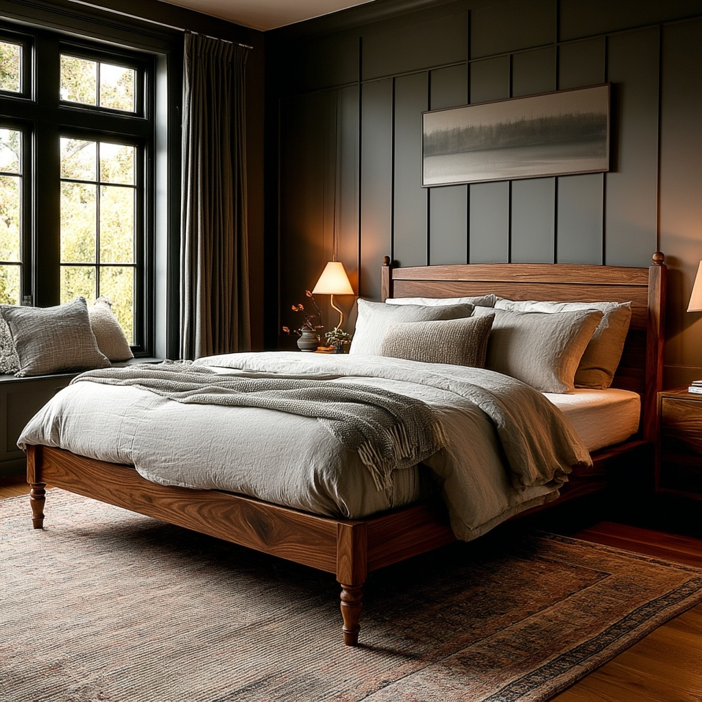 The Oliver Walnut Bed Frame – Handcrafted Solid Wood Bed with Timeless Design