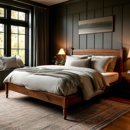 The Oliver Walnut Bed Frame – Handcrafted Solid Wood Bed with Timeless Design