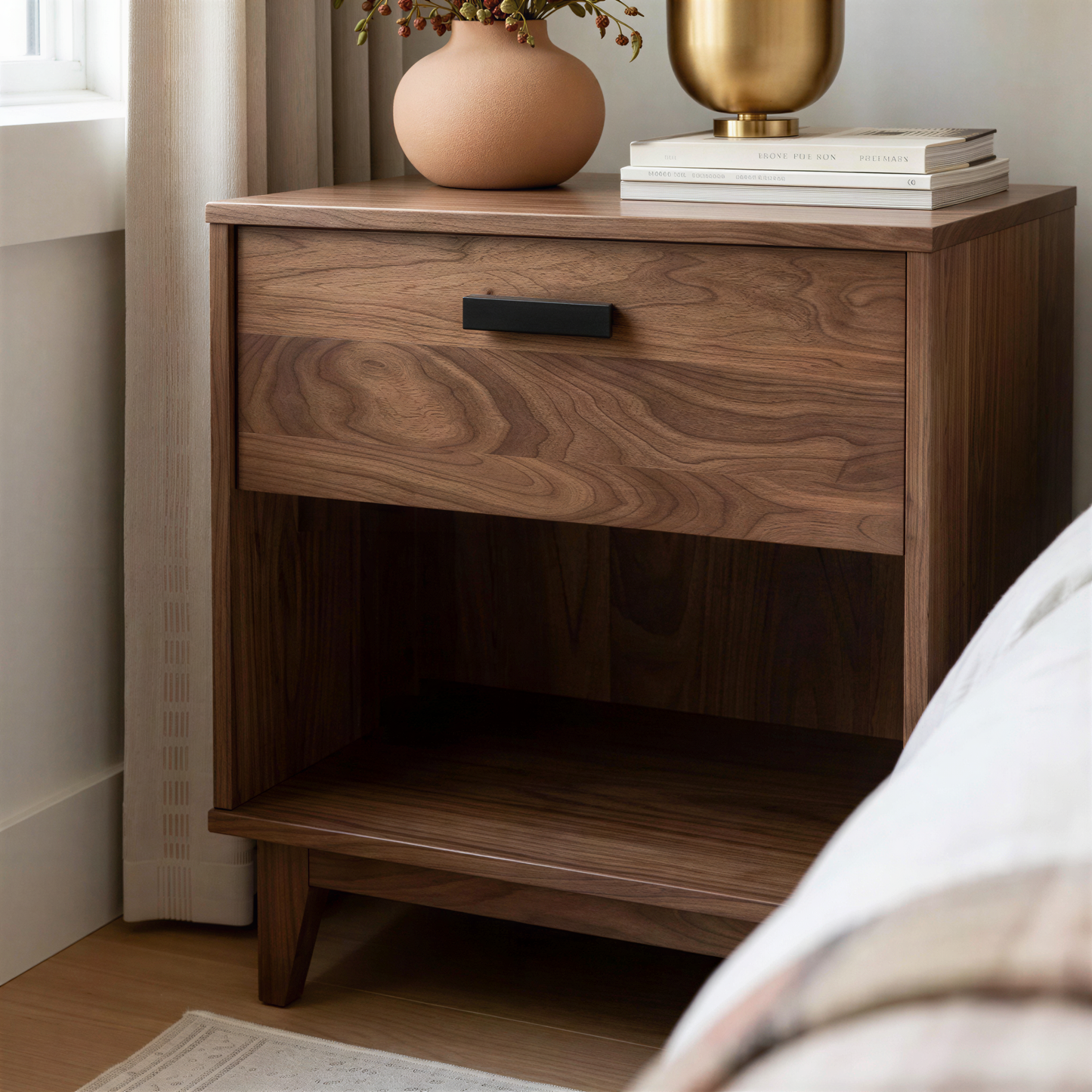 The Astoria Solid Wood Nightstand – Handcrafted Bedroom Side Table with Classic Design