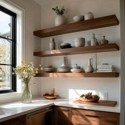 Walnut Floating Wall Shelf – Handcrafted Solid Wood Shelf with Modern Minimal Design