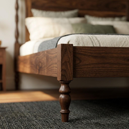 The Francis Walnut Bed Frame – Handcrafted Solid Wood Bed with Timeless Design