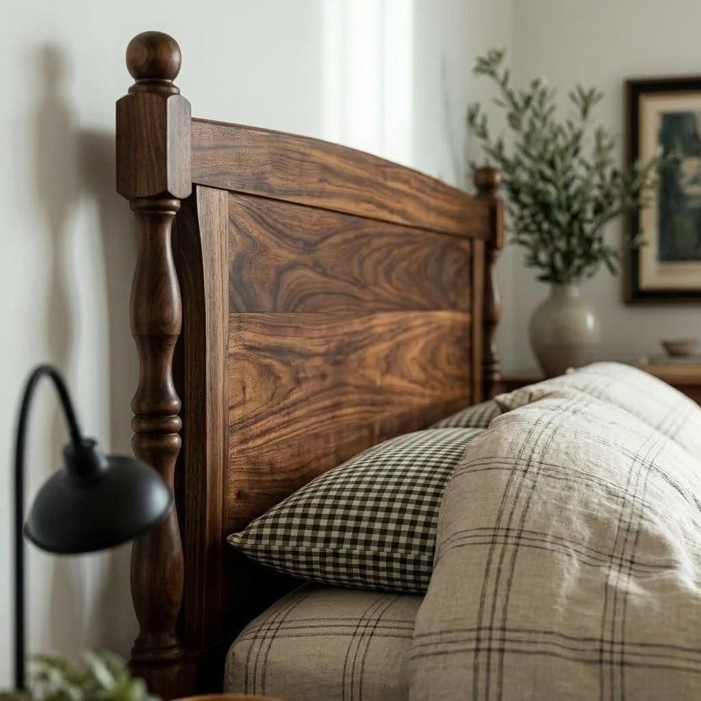 The Francis Walnut Bed Frame – Handcrafted Solid Wood Bed with Timeless Design