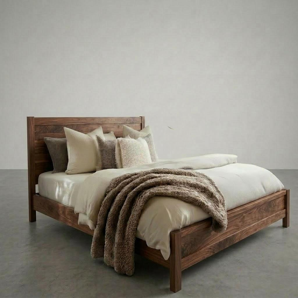 The Moore Walnut Bed Frame – Handcrafted Solid Wood Bed with Timeless Design