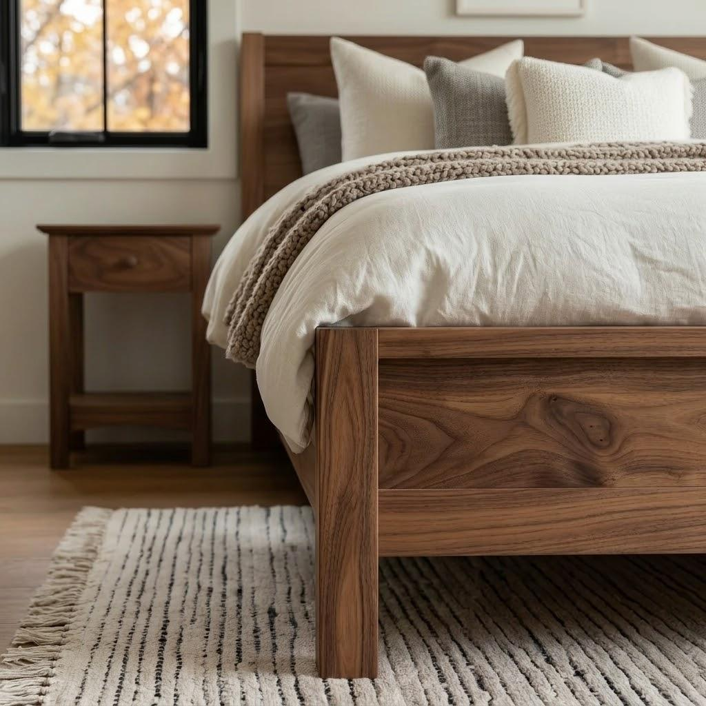 The Moore Walnut Bed Frame – Handcrafted Solid Wood Bed with Timeless Design