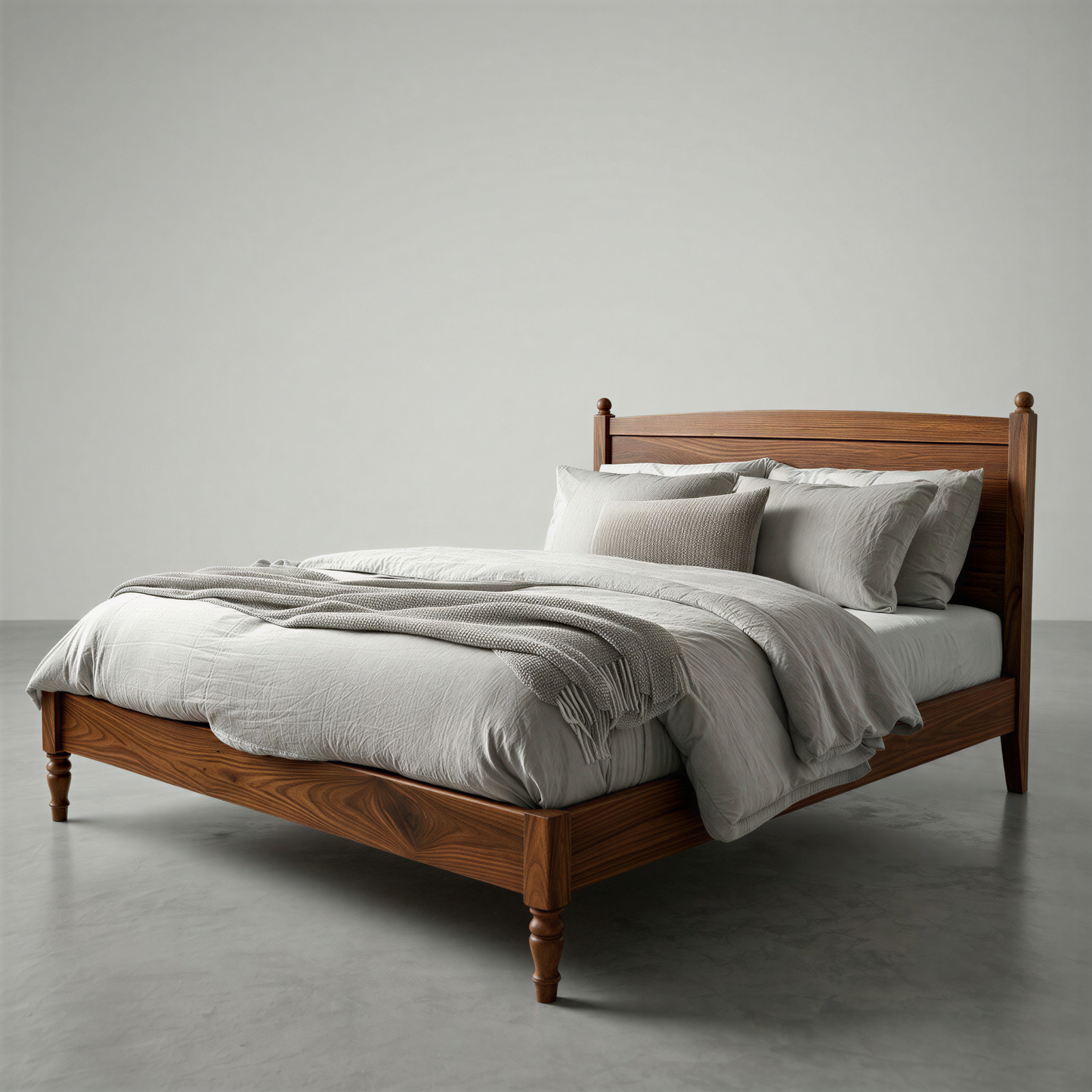 The Oliver Walnut Bed Frame – Handcrafted Solid Wood Bed with Timeless Design
