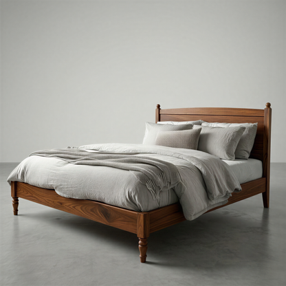 The Oliver Walnut Bed Frame – Handcrafted Solid Wood Bed with Timeless Design