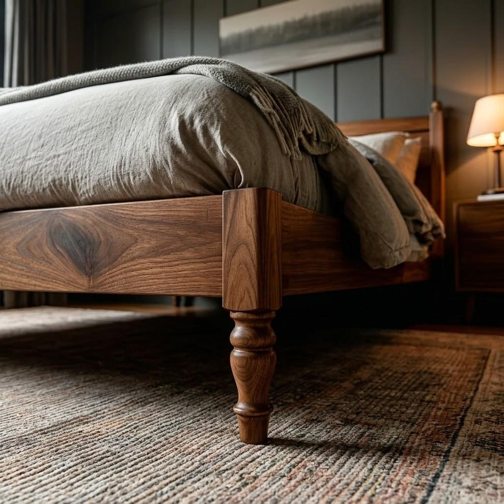 The Oliver Walnut Bed Frame – Handcrafted Solid Wood Bed with Timeless Design