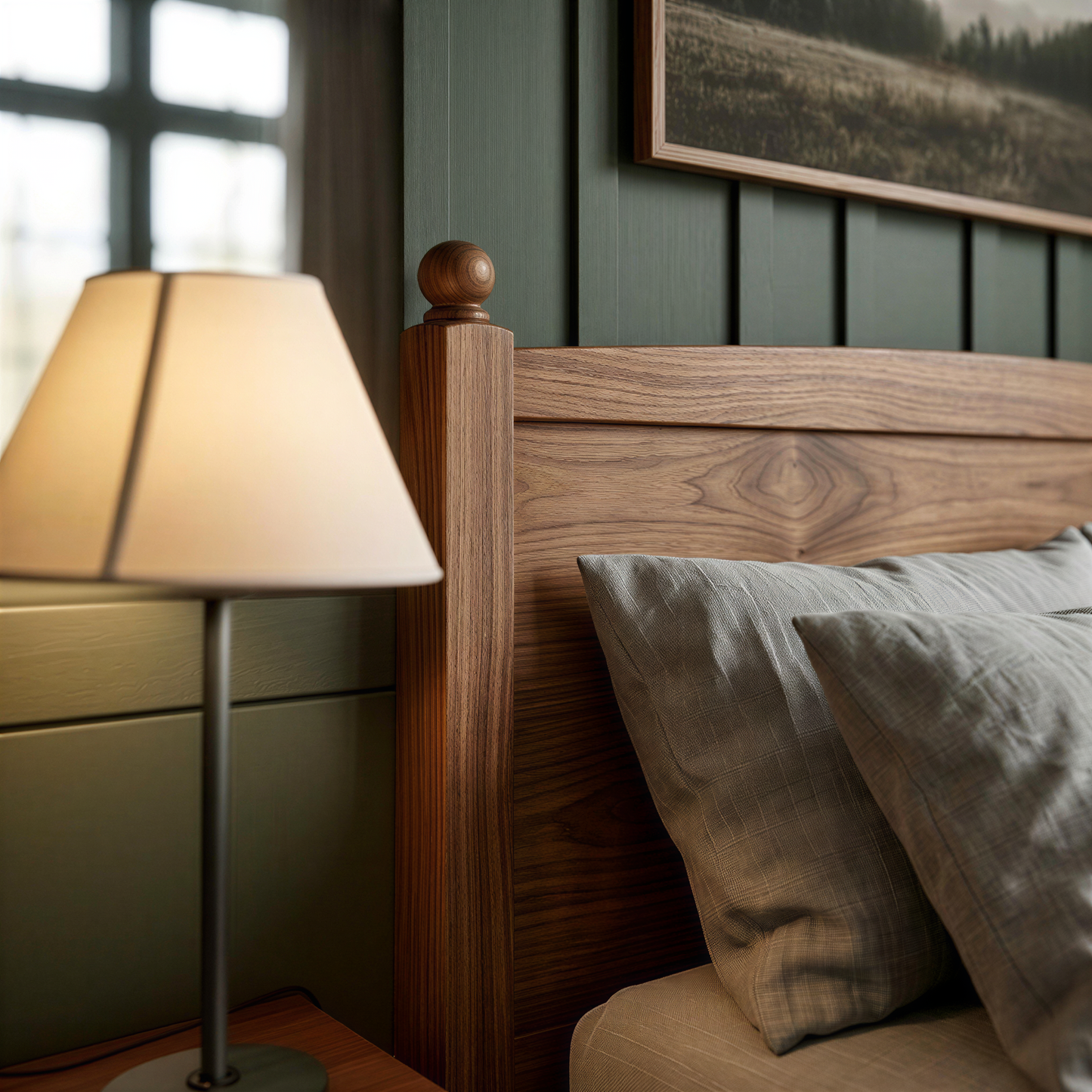 The Oliver Walnut Bed Frame – Handcrafted Solid Wood Bed with Timeless Design